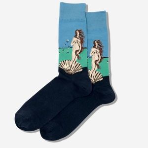 HOTSOX Botticelli’s “birth of Venus” navy dress socks
